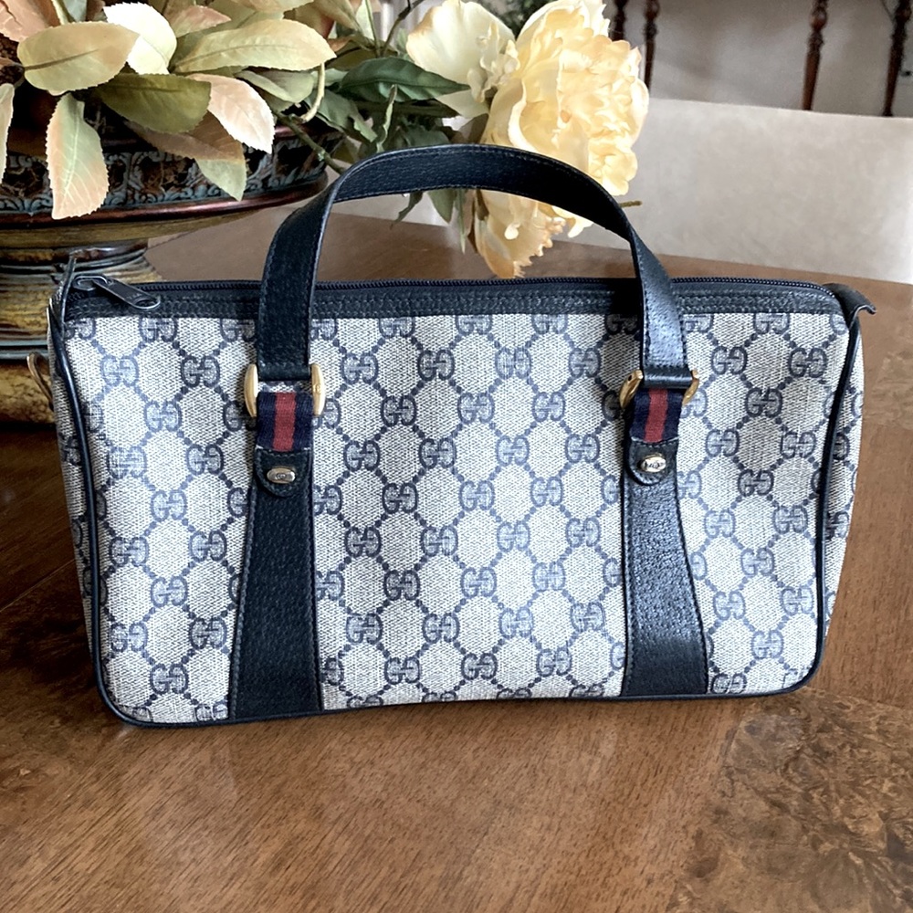 GUCCI  Vintage Navy Monogram Handbag